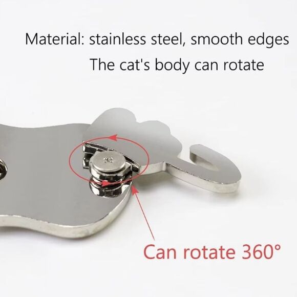 Cute Cat Keychain • Rotating Charm • Silver Metal Accessory - New - Picture 8 of 10